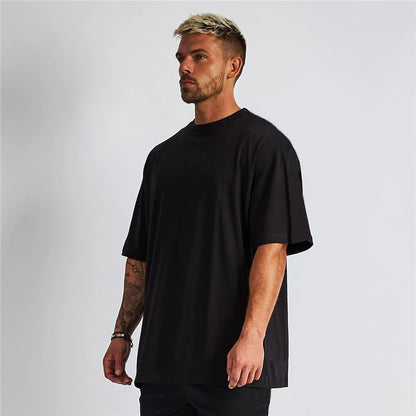 Plain 100% Cotton 220 Gsm Crew Neck Half Sleeve T-shirts for Men Casual Summer Oversized T-Shirt for Daily Wear Vacation Resorts