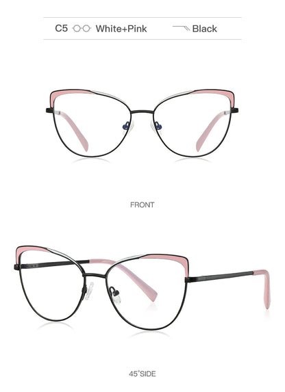 Photochromic Prescription Glasses Women Cat Eye Butterfly Frame Progressive Eyewear