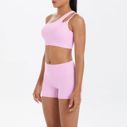 JUREN Yoga Clothes Set 2 Piece Gym Sports Shorts Set Women Tracksuit High Waist Shorts Fitness Suit Running Bra Workout Outfits