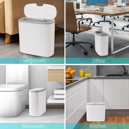 Touchless Motion Sensor Trash Can - Automatic Waterproof Slim Garbage Bin for Bathroom and Kitchen