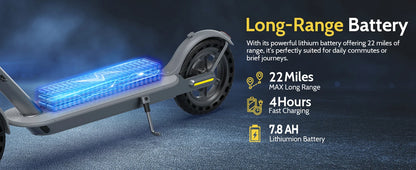NAVIC T5 Electric Scooter 350W 19MPH APP Smart Control Scooter 8.5inch Solid tire Folding E-Scooter 22Miles Max Range for Adult