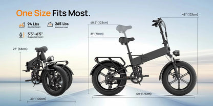 URLIFE 14 Inch Foldable Adult Electric Bike Peak 500W Motor 48V 7.5Ah Removable Battery Up To 40 Miles Range 3H Fast Charging City Commuter Folding Ebike