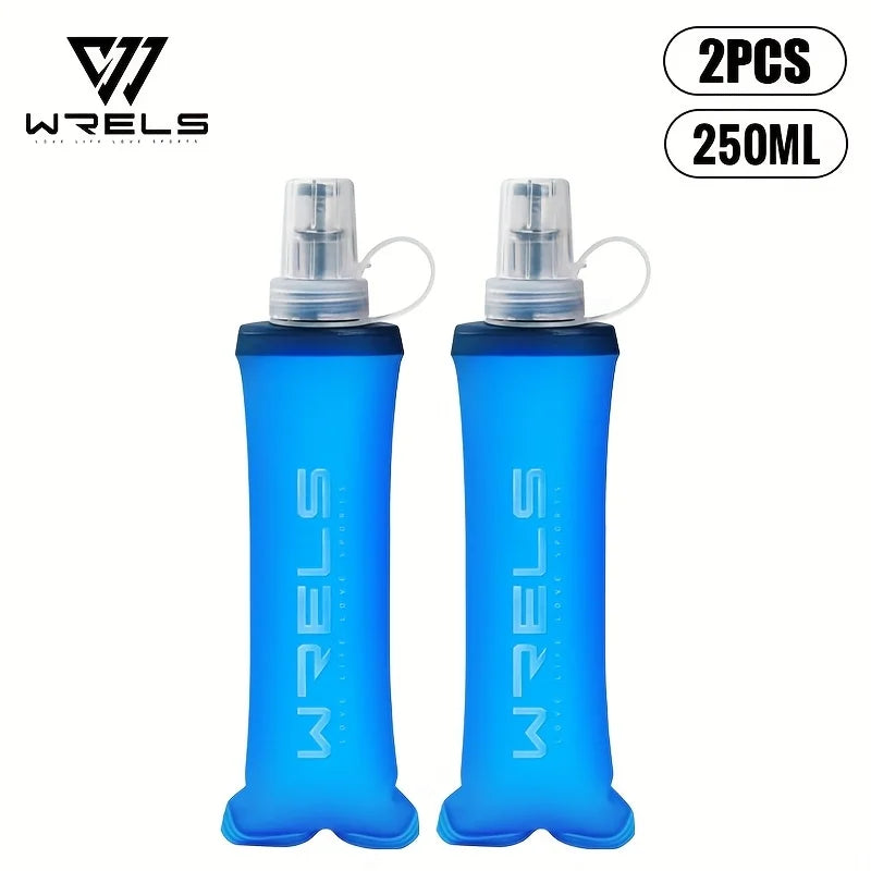 WRELS Soft Water Bottle Collapsible Soft Flask TPU Running Water Bottle Foldable Water Bag BPA-Free Sports Soft Water Flask