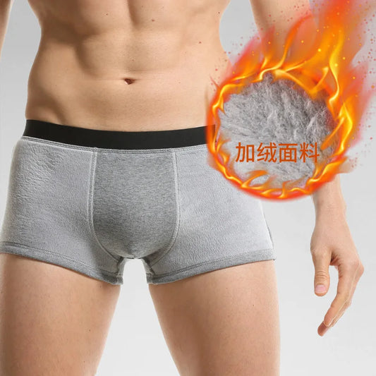 3-Pack of Warm Underwear for Men, Velvet and Thickeneded, Men's Boxer Briefs, Autumn and Winter Cold-Proof Shorts, Boys' Sports