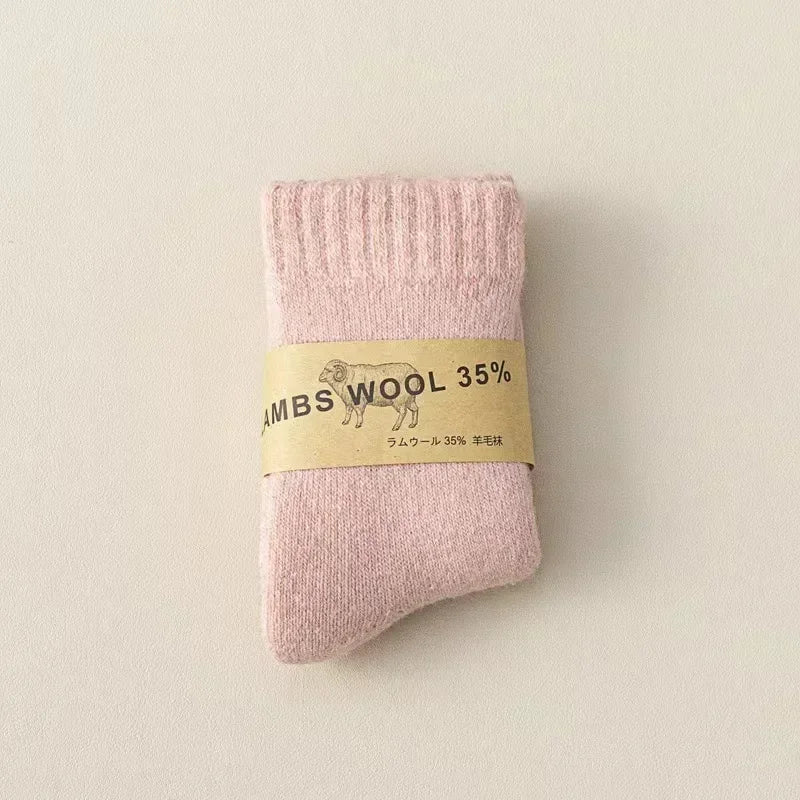 Winter 30% Wool Cashmere Warm Furry Kids Sock Chic Solid Color Calf Sock for Children Thicken Fleece Wool Autumn Warm Stockings