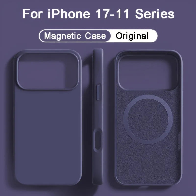 For Magsafe Magnetic Liquid Silicone Case For iPhone 17 16 15 14 13 Pro Max 17Pro Air 16Pro Wireless Charge Soft Cases Cover