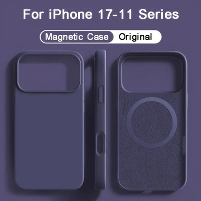 For Magsafe Magnetic Liquid Silicone Case For iPhone 17 16 15 14 13 Pro Max 17Pro Air 16Pro Wireless Charge Soft Cases Cover