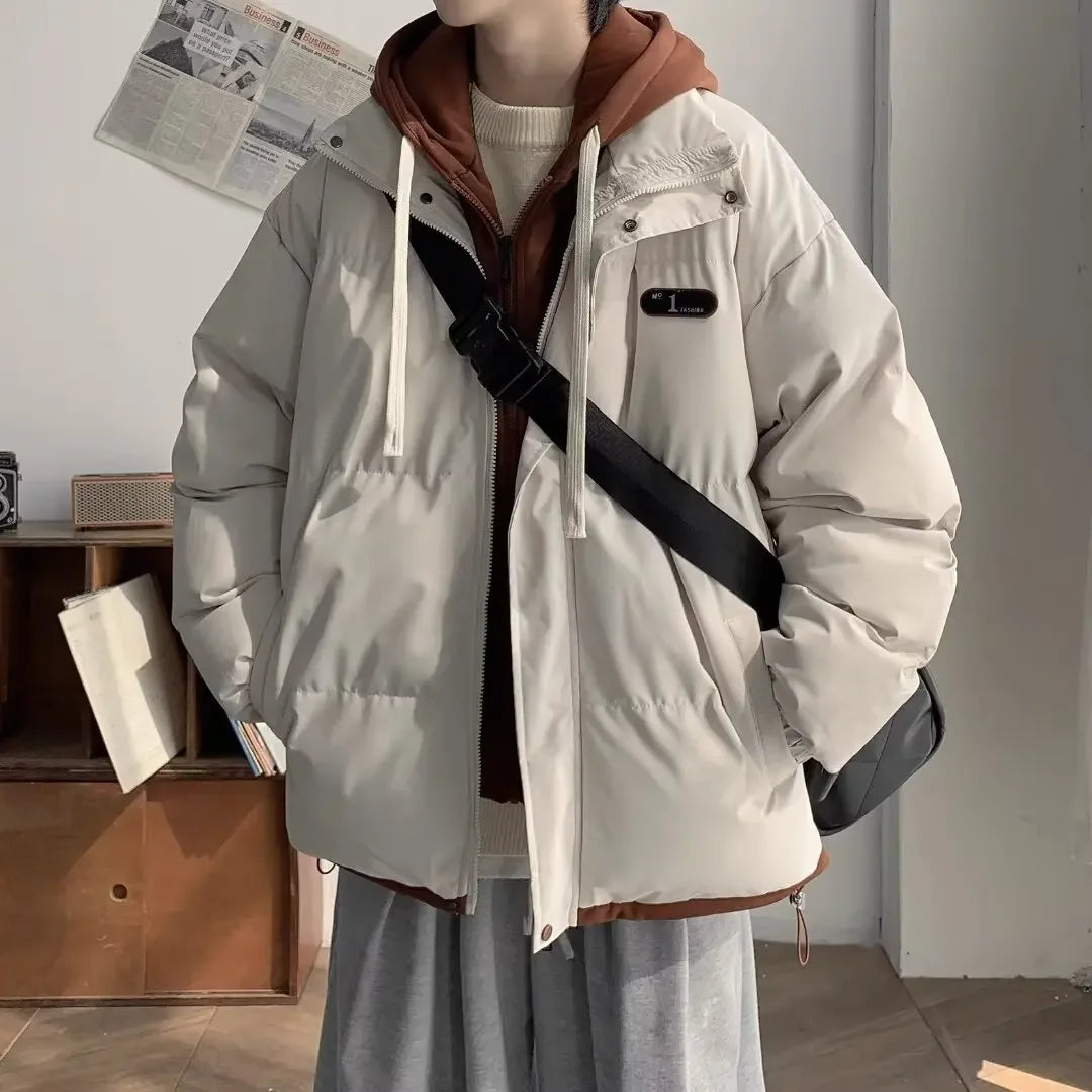 Winter Fake Two Piece Parkas Man Thick Padded Jacket for Men Rascal Handsome Coat Men's Winter Warm Cotton Padded Puffer Jacket
