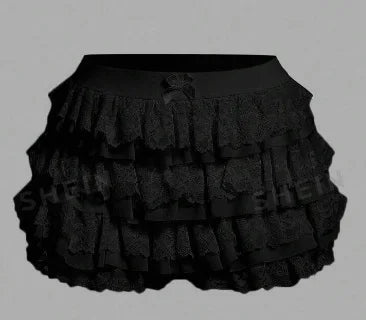Women's Bow Lace Ruffle Shorts – Y2K Elastic-Waist Summer Shorts