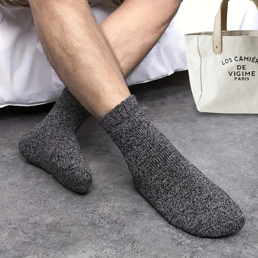 Mens Solid Color Winter Socks - Soft Comfortable Casual 3515 Pairs - ZOOMNSTORE