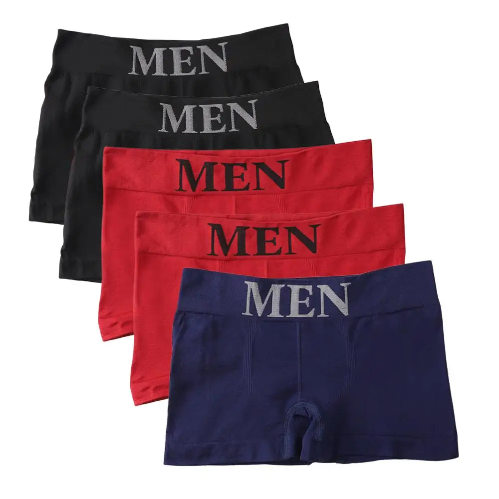 5PCS Thin High Elastic Men's Boxers Comfortable Plain Color Boxer Briefs Breathable Solid Underpants for Men