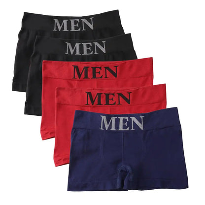 5PCS Thin High Elastic Men's Boxers Comfortable Plain Color Boxer Briefs Breathable Solid Underpants for Men