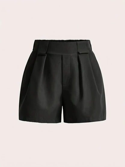 Ladies' Casual Versatile Solid Color Simple Pocket Elastic Waist Shorts