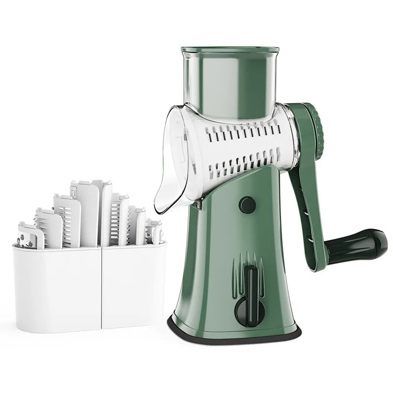 5 in 1 Cheese Grater - Rotary Stainless Steel Kitchen Vegetable Slicer & Nut Chopper