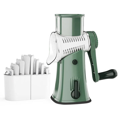 5 in 1 Cheese Grater - Rotary Stainless Steel Kitchen Vegetable Slicer & Nut Chopper