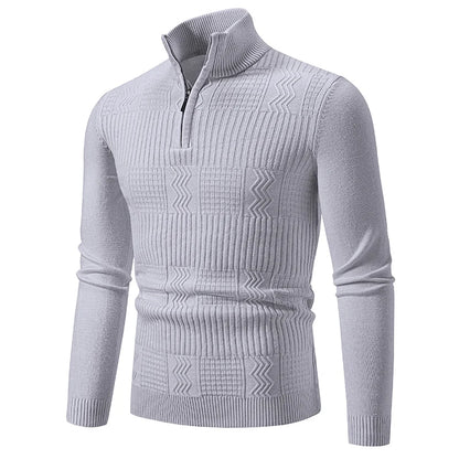 Autumn Winter New Men's Half Zipper Knitted Pullovers Fashion Slim Fit Sweater Men Casual Mock Neck Warm Knit Sweater Pullovers