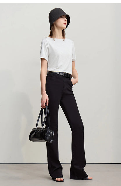 Amii Flared Jeans Autumn 2026 New Commuter Style Casual Versatile Women's Pants Solid Color Denim Trousers For Women 12621032