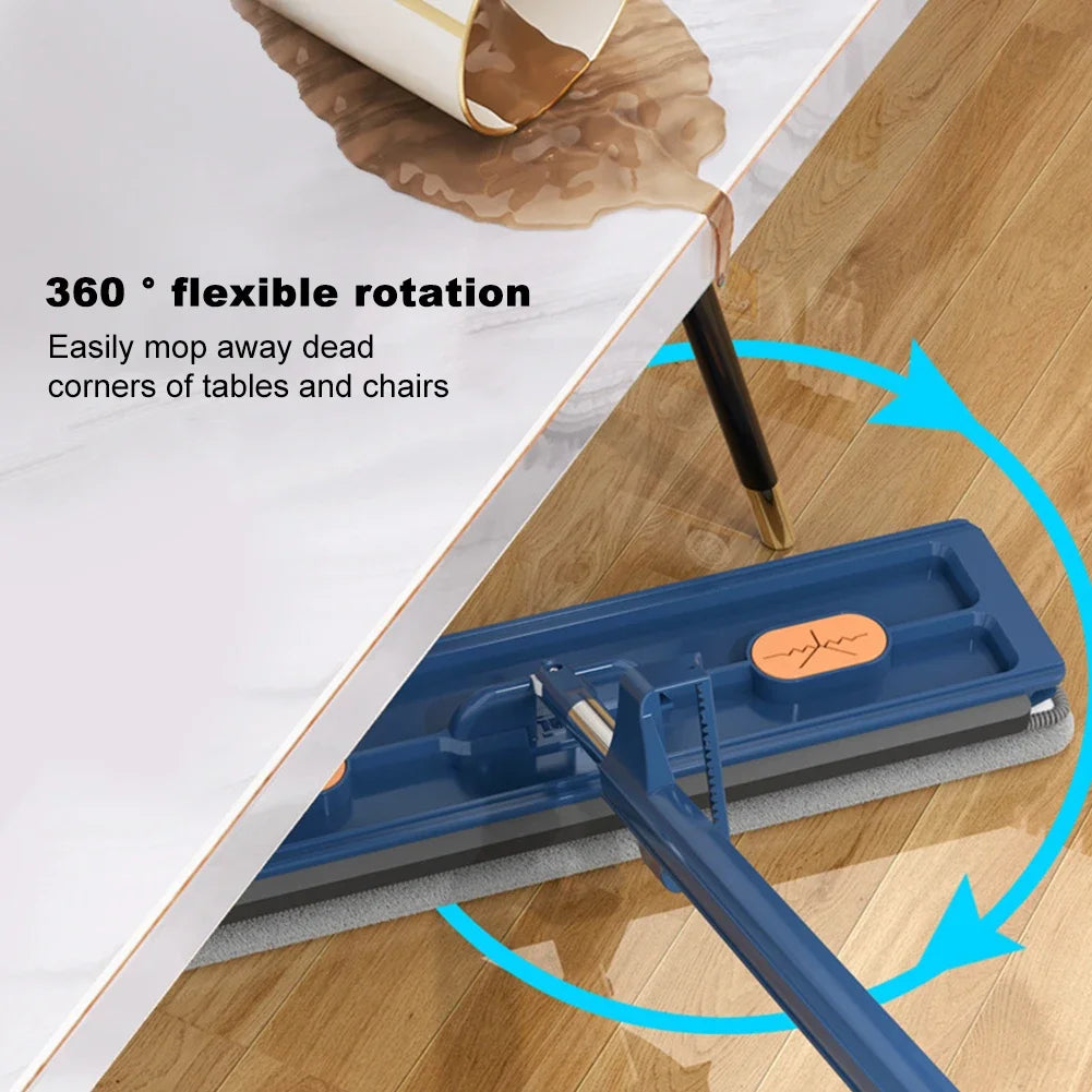 360 Rotating Microfiber Flat Mop - Self-Contained Lazy Floor Cleaner