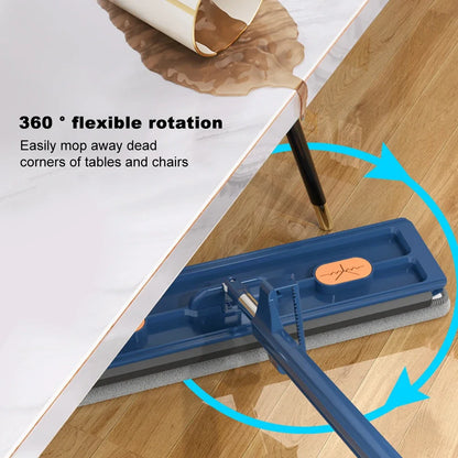 360 Rotating Microfiber Flat Mop - Self-Contained Lazy Floor Cleaner