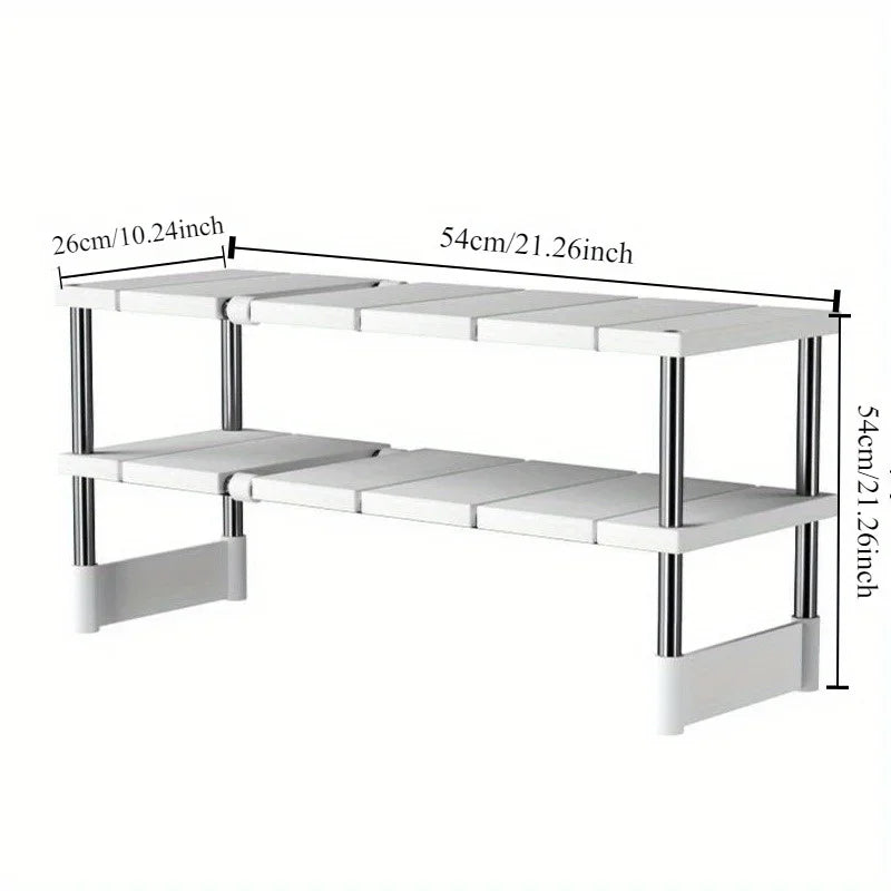 Expandable Stainless Steel Kitchen Sink Storage Rack - Multi-Layer Cabinet Organizer - ZOOMNSTORE