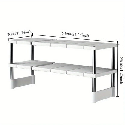 Expandable Stainless Steel Kitchen Sink Storage Rack - Multi-Layer Cabinet Organizer - ZOOMNSTORE