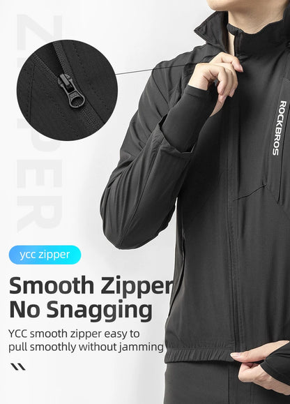 ROCKBROS Men Cycling Jackets Spring Summer Breathable Quick Dry Bike Hooded Jacket MTB Road Sports Cycling Tops Coat Windbreak