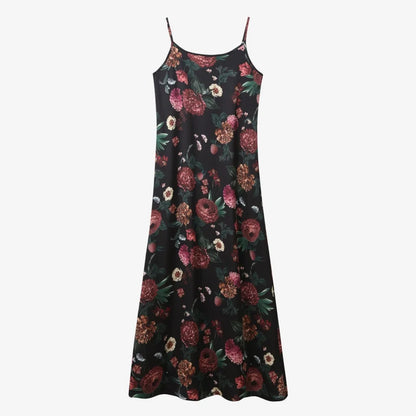 Elegance Satin Dress Set - Adjustable Mockneck Top & Knitted Cross Maxi Floor Length