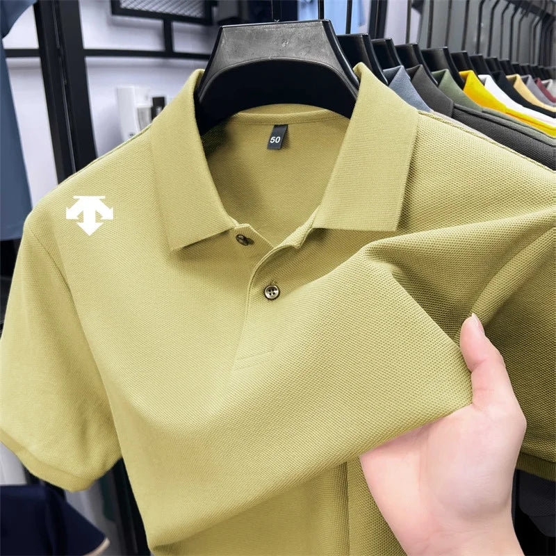Mercerized Cotton100% Men's Summer Luxury Brand Short Sleeves Polo Shirt 25 Colors Choose From T-Shirt Business Leisure Men Top