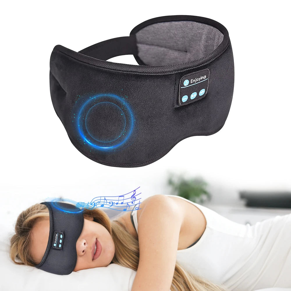 Headphones 5.3 Bluetooth Eye Mask, Wireless Sleeping Eye Mask for Men Women, Travel Eye Cover Light Block with Music