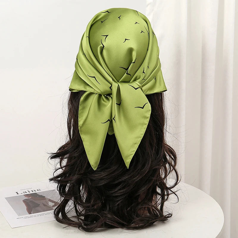 Luxury Silk Head Scarf - Soft Summer Foulard Bandana for Women
