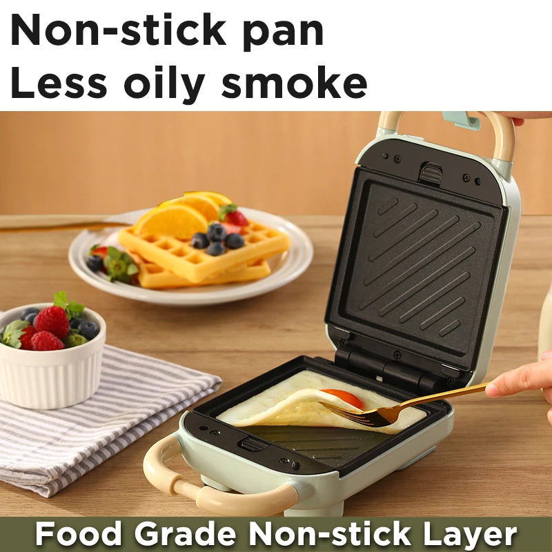Mini Sandwich Maker - Electric Breakfast Multi Cooker for Toasts Pancakes Waffles  Donuts