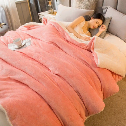 Double-Sided Wool Throw Blanket - Queen Bedspread for Winter Warmth - ZOOMNSTORE