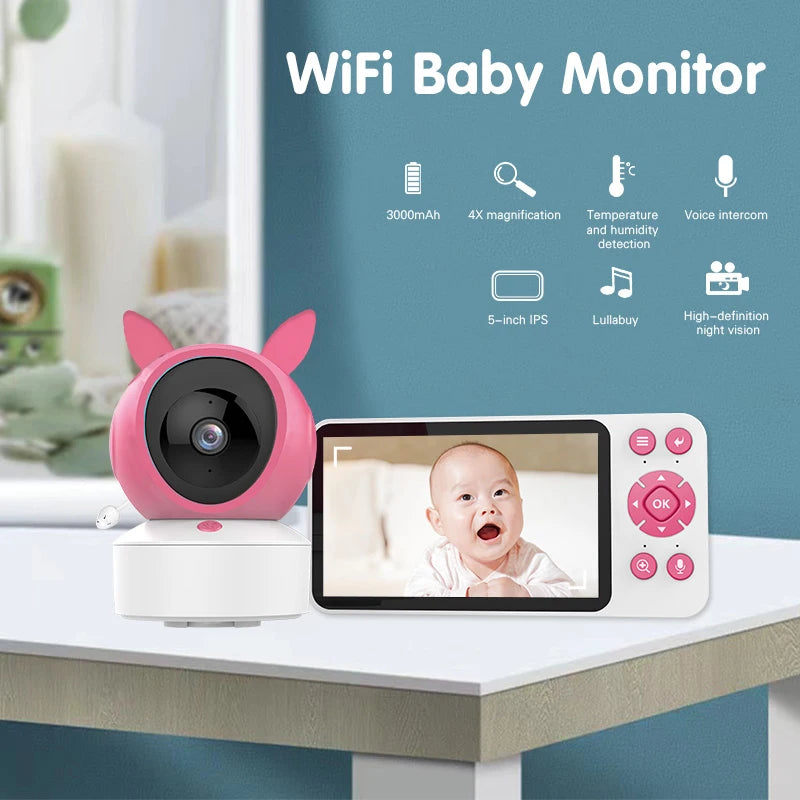 DANMINI 5 "TuyaAPP Baby Monitor Security Protection Wireless PTZ Surveillance Camera with Infrared Night Vision Motion Detection