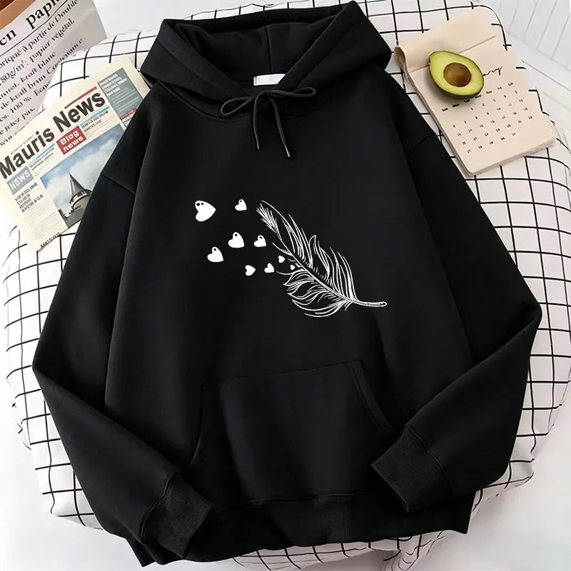 Retro Love Heart with Leaf Casual Hoodies Sweatshirts Men Women Fashion Clothing Hooded Casual Y2k Sweatshirt