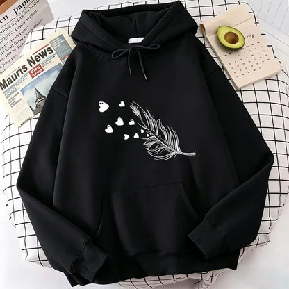 Retro Love Heart with Leaf Casual Hoodies Sweatshirts Men Women Fashion Clothing Hooded Casual Y2k Sweatshirt
