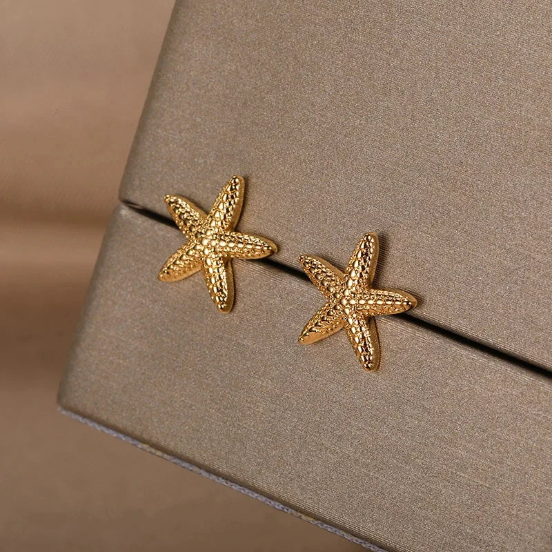 Vintage Starfish Stud Earrings – Stainless Steel Ocean Studs