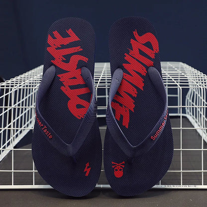 Men's Summer Lightning Thong Sandals Edgy Non-Slip Soft Sole Beach/Street Trendy Student Durable Outdoor Casual Flip-Flops Shoes