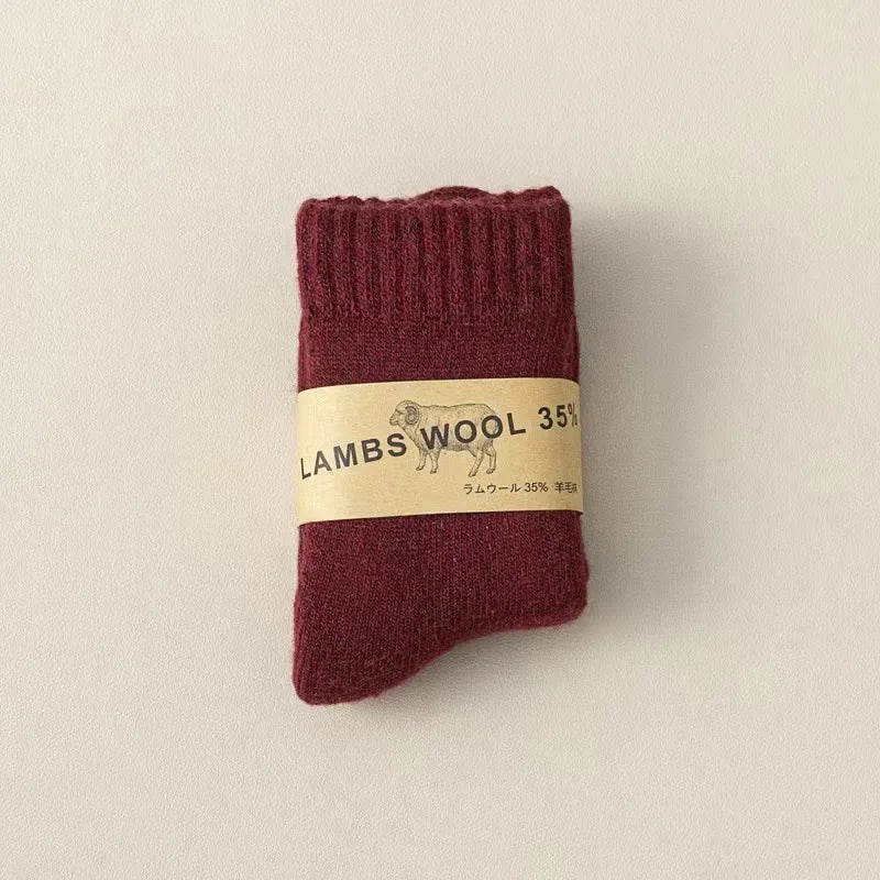 Winter 30% Wool Cashmere Warm Furry Kids Sock Chic Solid Color Calf Sock for Children Thicken Fleece Wool Autumn Warm Stockings