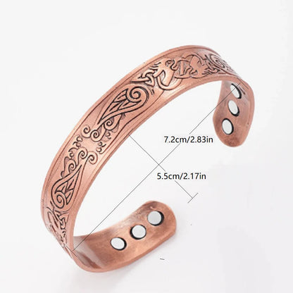 Viking Tree of Life Celtic Knot Zinc Alloy Magnetic Bracelet Ring Set Open Cuff Vintage Healing Jewelry for Men Women