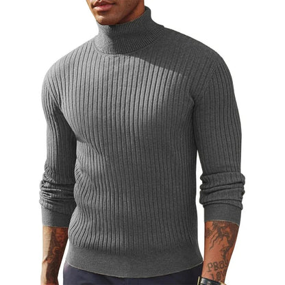 Autumn Men's Slim Fit Long Sleeve Turtleneck Sweater Casual Knitted Pullover Sweaters Outdoor Winter Warm Thick Heavyweight Top