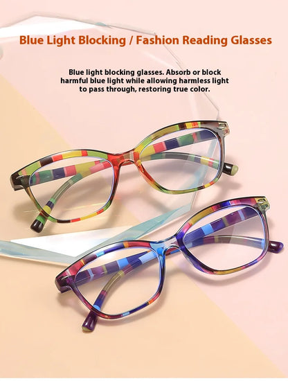 Reading Glasses Women – Lightweight Rectangle Plastic Frame With Anti-Reflective Lenses