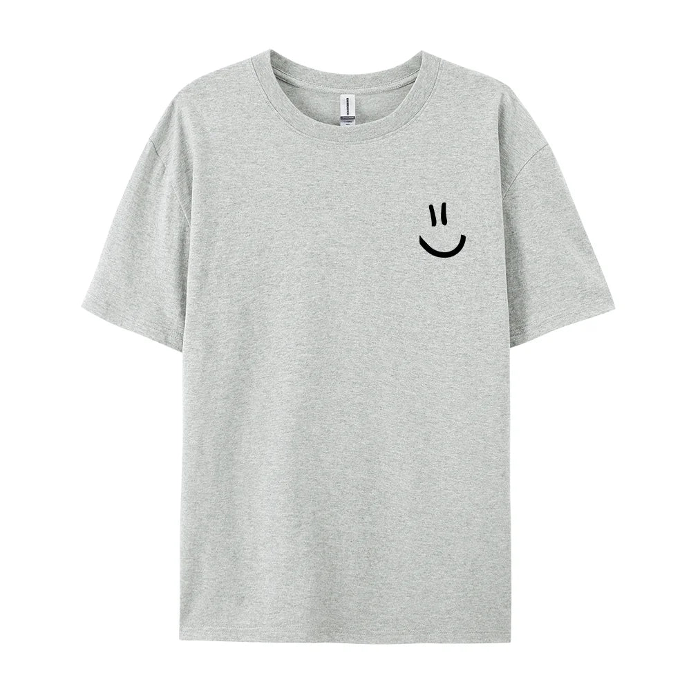Men Graphic T Shirt - Minimalist Smile Print Cotton Tee | Breathable Summer Casual