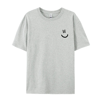 Men Graphic T Shirt - Minimalist Smile Print Cotton Tee | Breathable Summer Casual