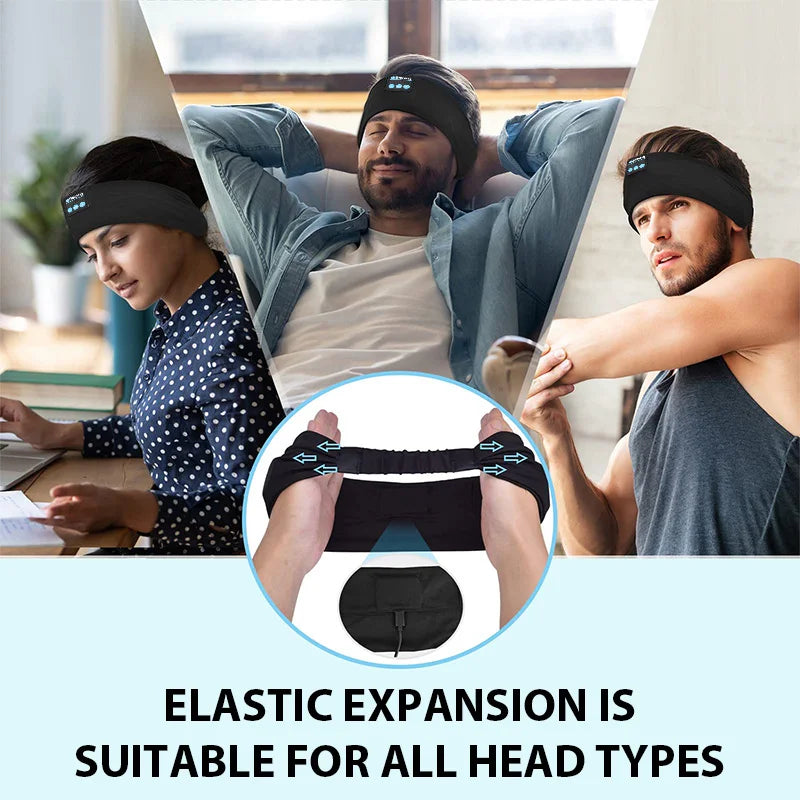 Wireless Bluetooth Headband Earphones Sports Fitness Yoga Headband Headset Elastic Soft Sleeping Smart Music Eye Mask Headphones