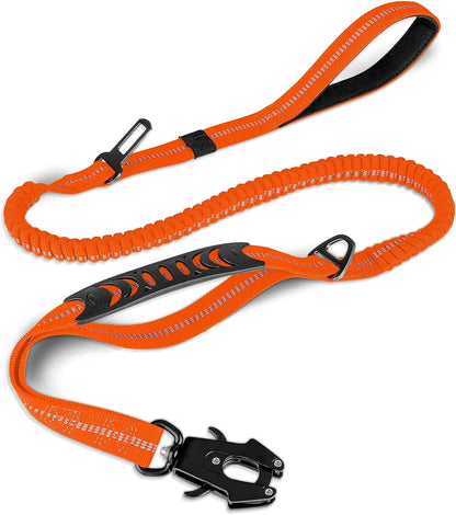 Reflective Shock Absorbing Pet Leashes with Car Seatbelt for Large Dogs Heavy Duty Tactical Bungee Dog Leash No Pull Dog Leash