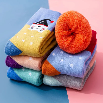 5 Pairs/Lot Kids Scoks Autumn Winter Kids Warm Thicken Cotton Socks Unisex Boys Girls Cute Cartoon Animal Socks