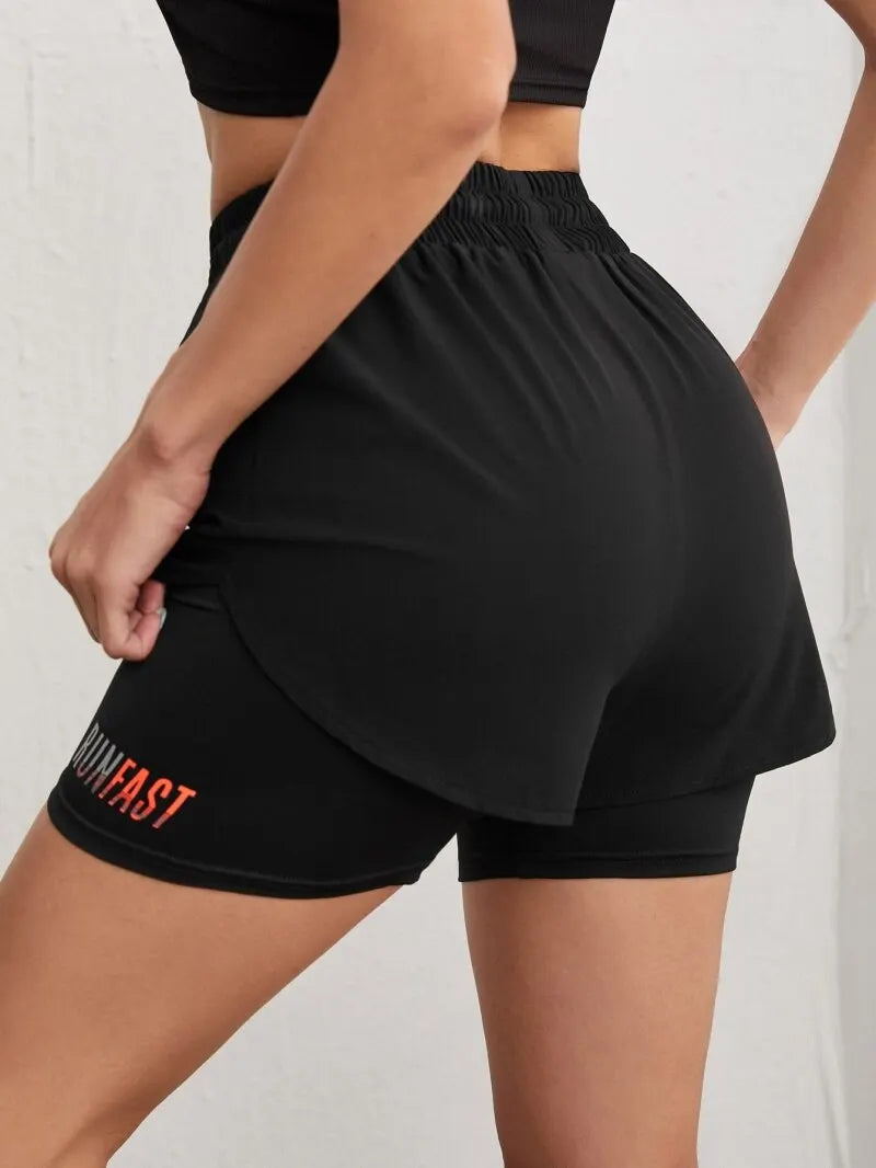 Women's High Rise Yoga Shorts - Elastic Waistband, Breathable Running Shorts