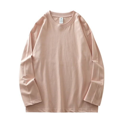 Mens Long Sleeve Tee - Breathable Cotton Crew Neck Shirt | Loose Fit Casual Tops