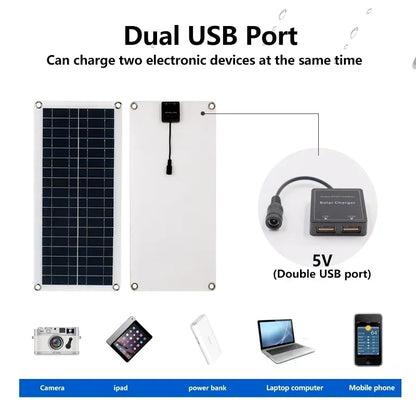 20W-1000W Solar Panel 12V Solar Cell 100A Controller Solar Panel for Phone RV Car MP3 PAD Charger Outdoor Battery Supply Camping