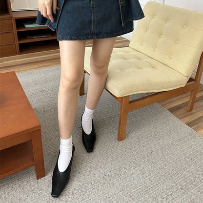 SUOJIALUN Autumn Women Pumps Shoes Fashion Shallow Slip On Ladies Eelgant Single Shoes Square High Heel Outdoor Dress Pumps